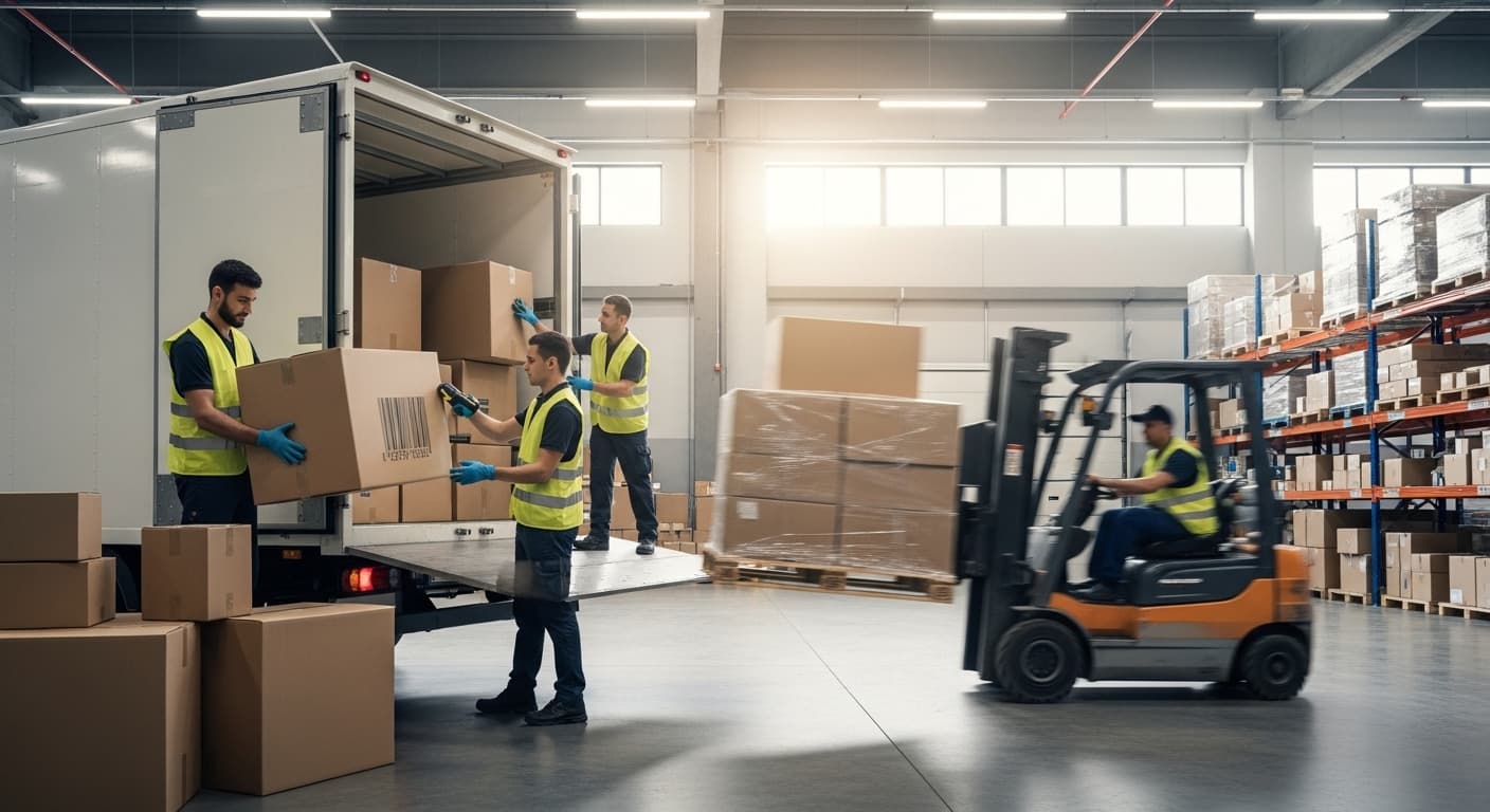 Warehouse team coordinating wholesale delivery